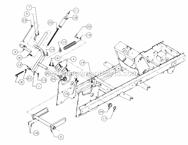 Implement Lift Handle Diagram and Parts List for 2176 13A-274G100 Cub Cadet Lawn Tractor